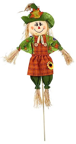 Kisangel Herbstliche Vogelscheuche Für Garten Und Erntedankfest Stehende Dekoration Für Halloween Und Thanksgiving Zufällige Kleiderfarbe Charmante Outdoor-Dekoration