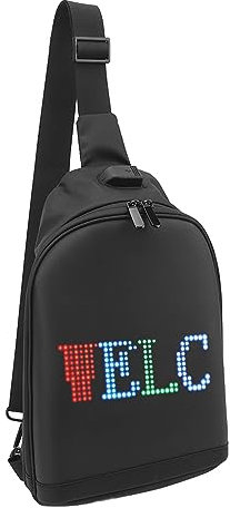 Walfront LED-Anzeige, Gürteltasche, BT, Programmierbarer Bildschirm, Geschäftsaktionen, Tagesrucksack mit Schultergurt für Männer und Frauen