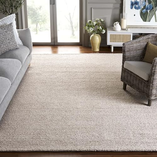 SAFAVIEH Area Rug 12x18 - Natura Collection - Large - Beige & Ivory, Handmade Wool Blend, Textured Design, Ideal for Living Room, Bedroom, Dining Space (NAT425B)