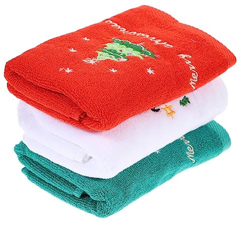 Garneck 3stücke Weihnachtshandtuch Baumwolle Teilig Multifunktional Als Gesichtstuch Und Badetuch Maschinenwaschbar Mit Festlichem Weihnachtsmuster Als Für Freunde