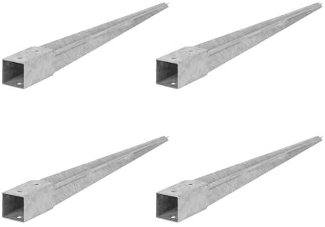 ADGO Einschlagbodenhülse - 4er Set Pfostenträger 60x60 Länge 750 mm - Zaunpfostenträger - Bodenanker für Holzpfosten - Feuerverzinkt - Einschlaghülse - Einschlagbodenhülse - Anker