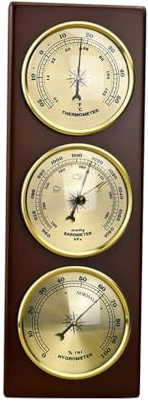 AIJUSSS Baromètre, thermomètre et hygromètre 3 en 1, Cadre en Bois, Station météo Traditionnelle, baromètres pour la Maison, adapté pour l'intérieur et l'extérieur