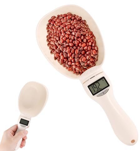 Cucchiaio con Bilancia Digitale, Cucchiaio Dosatore Elettronico Portatile Cucchiaio Pesa Alimenti ad Alta Precisione da 800g/1g con Schermo LCD per Utensili da Cucina(Bianco Sporco)