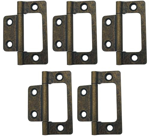 5Pcs Bronze Flush Hinges,Iron Mute Door Hinges for Drawer Cabinet Internal Door