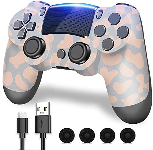 gamtooy Play4 Mando Compatible Para Play4/Slim/Pro, Mando De PC Con Cable Con Doble Vibración, Sensor Giroscópico De 6 Ejes y Conector Para Auriculares(Camuflaje)
