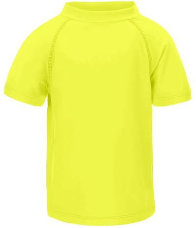 LACOFIA Rashguard Manica Corta per Bambini Costumi da Bagno per Ragazzi Protezione Solare Asciugatura Rapida Giallo 5-6 Anni(Etichetta 6)