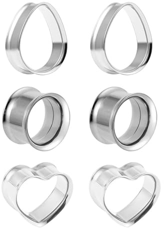 JENCVNL 3 Paar Edelstahl Flesh Tunnel Set, Ohr Tunnel Plug Ohr Flesh Tunnel Silber Schwarz Double Flared Plug Expander Ohrpiercing Körperpiercing-Schmuck 8-25mm für Männer Frauen (Silber, 10mm)