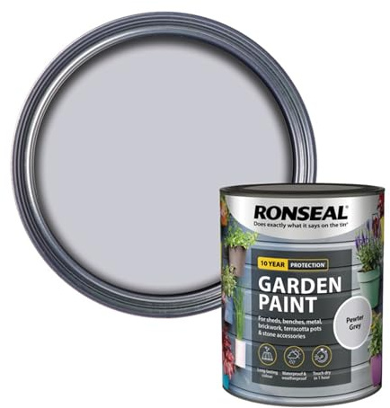 AOC24 Garden Fence Paint 750ml – Multi-Surface Exterior Paint for Wood, Brick, Metal, Stone & Terracotta – Waterproof, Resists Fading, Matt Finish for Sheds, Fences, Garden Furniture Pewter Grey