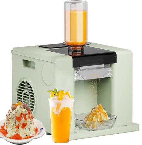 Macchina per tritare il ghiaccio, tritaghiaccio domestico da 280 W con contenitore da 750 ml, vassoio di ricezione separato, macchina per ghiaccio tritato elettrica da 60 kg/24 ore,Green