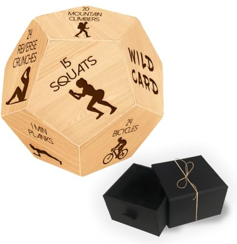 UNICRAFTALE Exercise Decision Dices Fitness Dice Wooden Decision Sieve With Velvet Packing Pouches Cycling Sports Game Dice Gifts for Women Men Girlfriend Boyfriend Couple