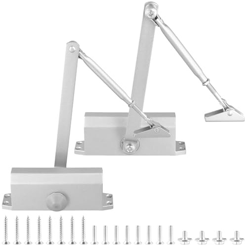 SINJEUN 2 Stück Türschließer Automatik Hydraulik, 175mm Einstellbarer Feder Türschließer Automatischer für Zuhause, Büro, Silber