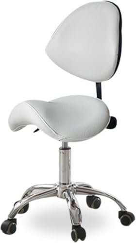 DZYHFCO Drehstuhl, ergonomischer Drehstuhl, professioneller Bürostuhl, Sattelhocker (weiß)