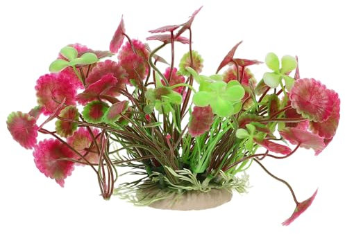UKCOCO Plante Artificielle pour Aquarium en Plastique Vert et Pourpre de Lotus, Décoration Réaliste pour Aquarium D'eau Salée, Ornement pour Poissons