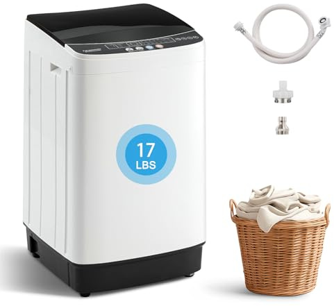 DOGHLY Portable Washing Machine, 17LBS Full Automatic Washer and Spinner, 10 Programs with Child Lock & Energy-Saving, Compact Laundry Wash Spin Dryer for Apartment RV Dorm Home