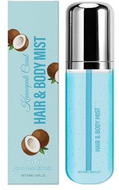 Body & Hair Mist da donna, profumato al cocco, leggero e idratante, con delicato profumo di cocco, formula nutriente per pelle e capelli, 50 ml, spray profumato per tutti i giorni e i viaggi