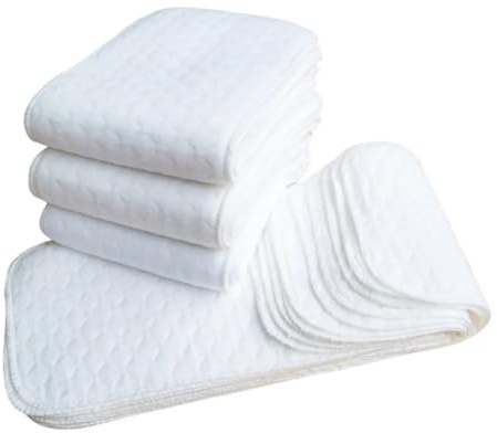 Uzztfa 20 Pcs Cotton Diaper Inserts Reusable Newborn 3 Layer Absorbent Breathable Cloth Diaper Inserts Overnight Microfiber Nappy Liners Insert