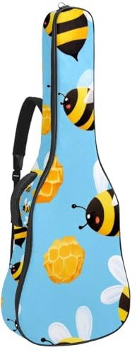 KengjuTesu 43 Zoll Akustikgitarre Softcase mit Rucksackgurt und 2 Taschen Honigwabenblau Keine Polsterung Rucksack Wasserdicht Oxford Tuch Bassgitarre Gigbag für Konzertgitarre, Mehrfarbig 1