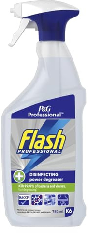 Flash Professional Disinfectant Degreaser Spray 750ml – Multi-Surface Cleaner with Bleach, Powerful Kitchen Sanitizer, Removes Grease, Kills 99.9% Bacteria, Hygienic Cleaning Solution