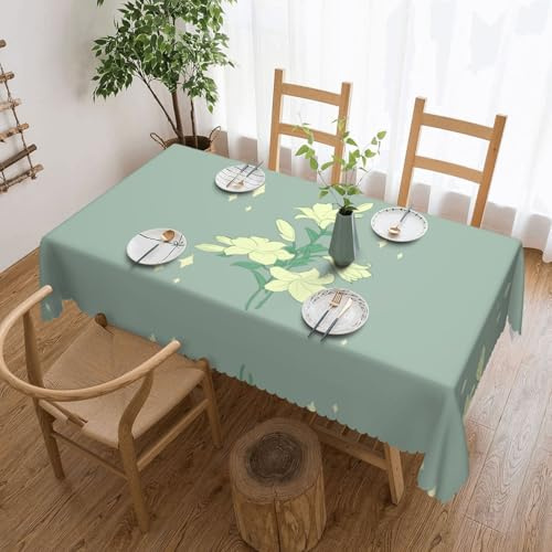 QAZWZML Tovaglia quadrata con motivo di gigli bianchi, tovaglia quadrata con bordo in pizzo, decorazione per la casa, adatta per tavoli da pranzo e picnic.