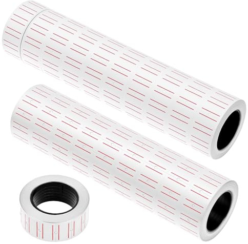 QWORK® 20 rollos de etiquetas de precio blancas - 21 mm x 12 mm, 10000 etiquetas de precio para etiquetadora