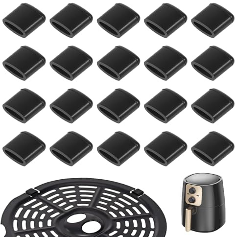 Thinp 20 Pcs Air Fryer Rubber Bumpers, Air Fryer Rubber Feet Silicon Rubbers Tips Non Scratch Protective Covers Air-Fryer Replacement Parts Accessories for Grill Pan (Black)