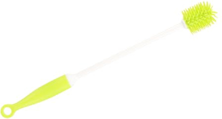 FIXOSHEE Brosse à Biberons en Silicone Jaune, Goupillon Flexible à Long Manche, Nettoyeur pour Bouteilles Étroites, Adapté pour Biberons, Tasses et Gourdes Ménagères, Nettoyage et Pratique