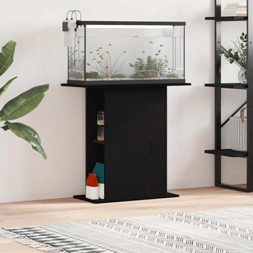 Gecheer Aquariumständer Schwarze Eiche 75 x 36 x 72,5 cm Holzwerkstoff, Aquarium Unterschrank Fischbeckenständer mit Stauraum Aquariumschrank für Innenbereich Wohnzimmer Büro862158