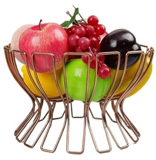 Lijiaxiuyc-101 Cestino frutta per cucina Cesto di frutta, mantiene freschi e verdura, ciotole in metallo da banco for la cucina Verdure(Bronze)