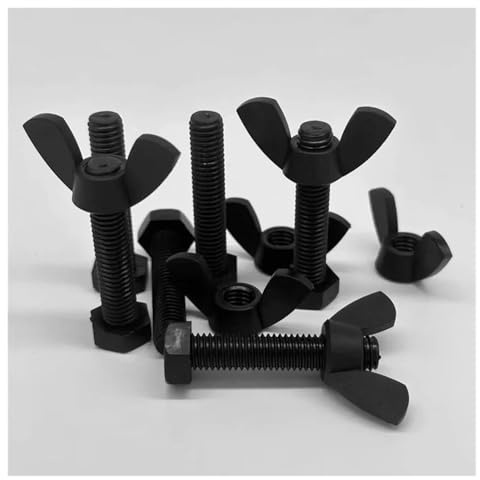 Kit combinato 2-30 pezzi di bullone esagonale in nylon nero con dado a farfalla M3 M4 M5 M6 M8 M10M12(M4x8mm-30pcs)