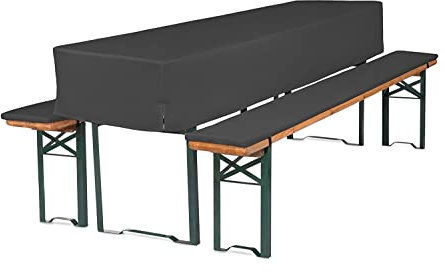 TexDeko Bierbankauflagen gepolstert 220x25x2cm mit Tischdecke 3TLG SET waschbar für Bierzeltgarnitur (220x70x30cm Anthrazit)