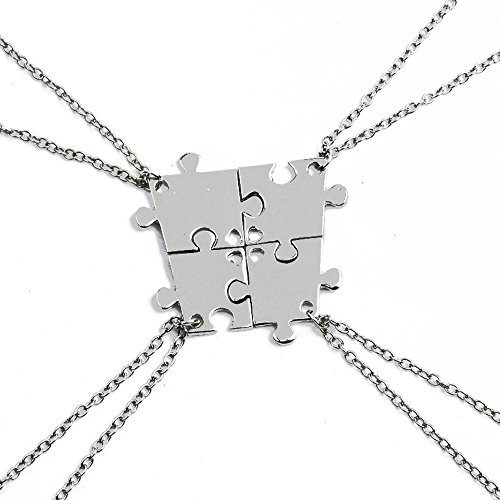 Elegant Rose Sets von 4 Legierung Freundschaft Halsketten Best Friends Forever and Ever mit Herz Muster Halskette kreatives Geschenk für Freunde Mädchen