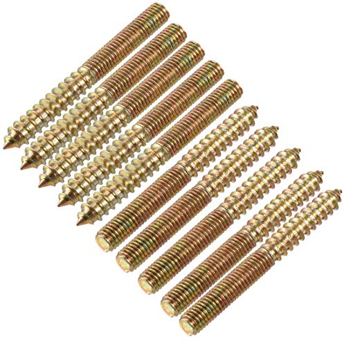 uxcell M8 Hanger Bolts Length 3(75mm) Double Headed Bolts Self-Tapping Screw 8mm Wood Joint Furniture Legs 10pcs