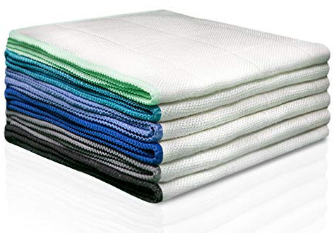 Panni in bambù al 100% senza microfibra (6 pezzi da 30 x 30 cm), utilizzabili come panni per la pulizia e per lucidare, strofinacci, per pulire le finestre, per la pulizia dell'argento o del vetro