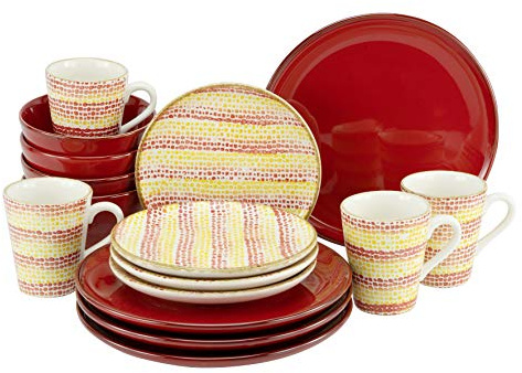 CreaTable, 22889, série MALAGA, set de vaisselle, service combiné 16 pièces