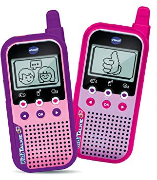 Vtech Kidi Talkie Rosa – Walkie-Talkie für Kinder mit Display und Spielen, elektronisches Lernspielzeug – französische Version