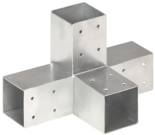 vidaXL Pfostenverbinder X-Form 4 Hülsen Balkenschuh Holzverbinder Eckverbinder Pfostenecke Balken Verbinder Feuerverzinkt Verzinktes Metall 71x71mm
