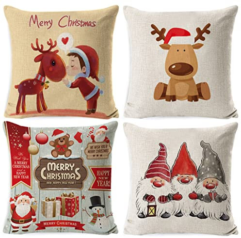 4 stück Kissenbezug Weihnachten 40x40 45x45 Weihnachtsdeko Zimmer Schlafzimmer Sofa Inneneinrichtung