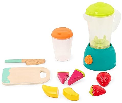 B. toys Mini Chef – Fruchtiger Smoothie – Spielset mit Mixer | 13-teiliges Smoothie-Spielset mit Mixer, Becher, Holz-Schneidebrett, sicherem Messer und Obststücken, 3+ Jahre
