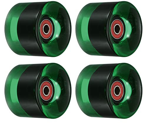 PATIKIL 4 Stück 60mm Longboard Rollen mit Lager ABEC-9 Skateboard Rad Straße Rollen für Skateboards Cruiser Räder Ersatz 80A Klar Grün Rot