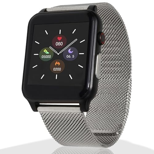 HEYRO FIT 21 Smart Watch, EKG, PPG, Blutdruckmessung, Metallarmband, Silber
