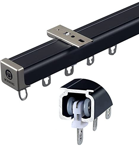 DFEO@MF Gardinenschiene, Aluminium-Vorhangschiene 1 Läufig, Innenlauf System Gardinenstange Deckenbefestigung für Schlafzimmer Vorhänge (2M)