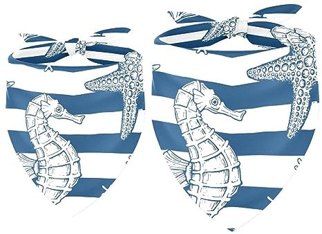 Hundehalstuch, Seepferdchen, Anker, Seestern auf blauem Streifen, Mädchen, Jungen, Haustier-Lätzchen, Hundeschal, Halstuch, waschbar, Bandanas Zubehör für kleine, mittelgroße und große Hunde, Welpen,