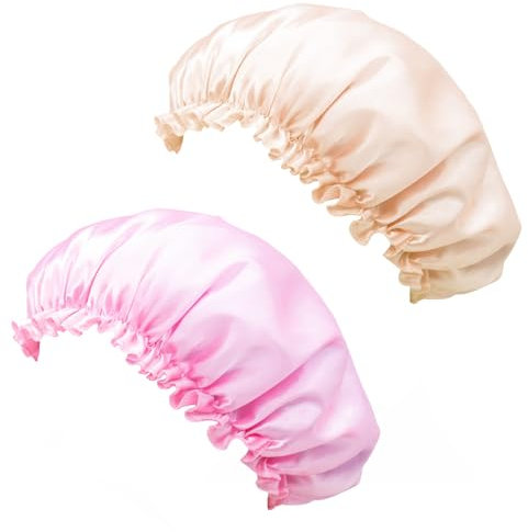 2 Piezas Mujer Gorros de Ducha, para Mujer Gorro Ducha Impermeable, Gorro Ducha Elástica Impermeable, Gorro de Ducha Reutilizable para Mujer para Hogar, Viajes, Hotel, Spa