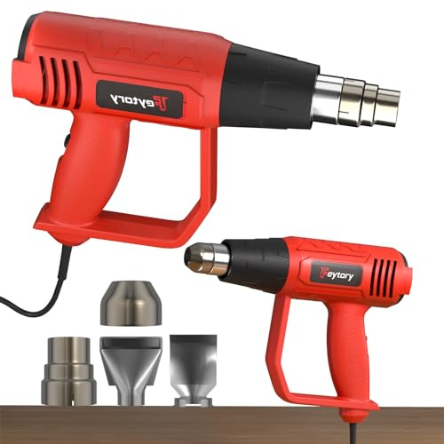 Pistola de Calor VickyHome, Pistolas de Calor de Flujo de Aire de Temperatura Dual con Cable Largo para Pelar Pintura, Soldar Tuberías, Encoger PVC, 4 Boquillas, 60℃- 600℃, Naranja