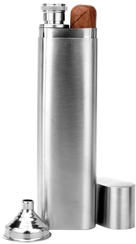 Linkidea - Petaca de acero inoxidable con embudo, estuche para puros, recipientes para alcohol para ocultar, accesorios portátiles para guardar puros