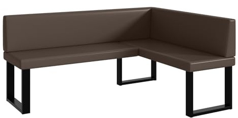 MEBLINI Eckbank für Esszimmer - Küchenbank - Essecke - Sitzecke Küche - Toni - U-Beine 128x168x87cm Rechts - Braun Kunstleder