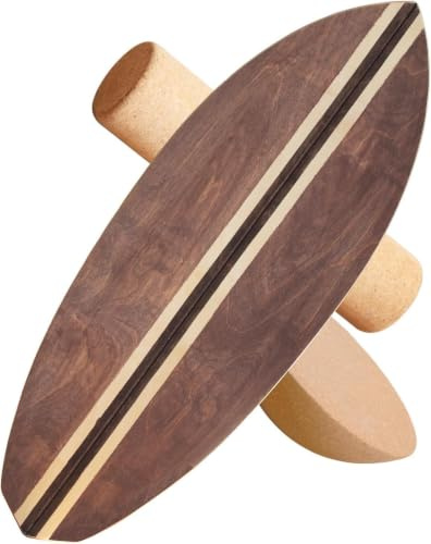 Holz Balance Board mit Rolle & Halbkugel -Gleichgewichtstraining für Erwachsene - Inkl. Trainingsball & Anleitung - Verbessert Koordination&Muskelkraft