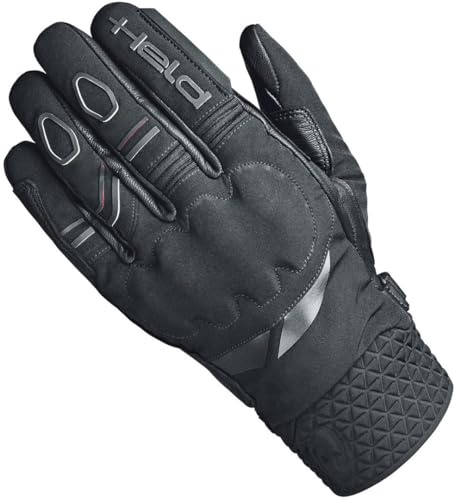 Held Bilbao WP Motorrad-Handschuh Schwarz 7 | Ziegenleder, Gore-Tex wasserdicht, D3O Knöchelschutz, Visierwischer & Touchscreen für Touring und Alltag