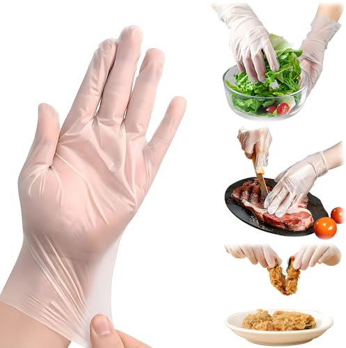 Gants jetables en plastique transparent de plusieurs tailles - Gants de cuisine pour la préparation des aliments, la cuisine et le nettoyage des aliments (taille M, comptant, 350)