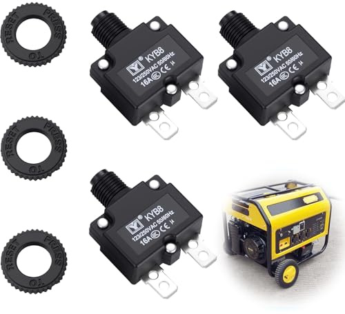 3 pezzi Interruttore termico 16 A, protezione da sovraccarico termico 125-250 V AC 50 V DC, Interruttore Automatico di Ripristino Manuale Interruttore